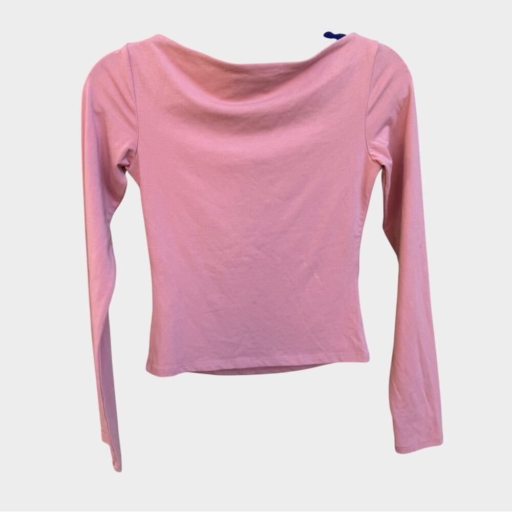 Open Edit Pink Long Sleeve Draped Top, Y2K Style, XS - Picture 3 of 5